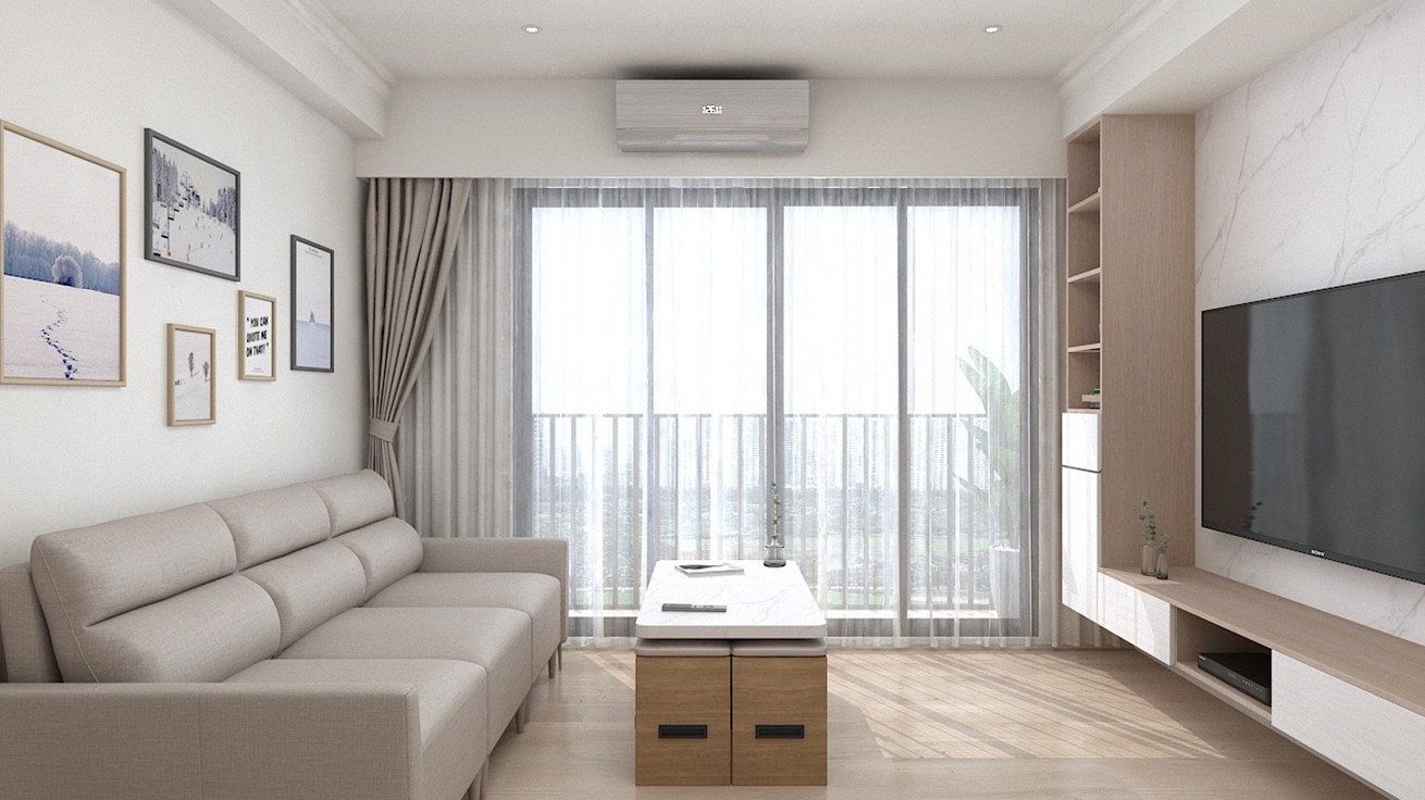 景觀客廳 淺木暖白宅