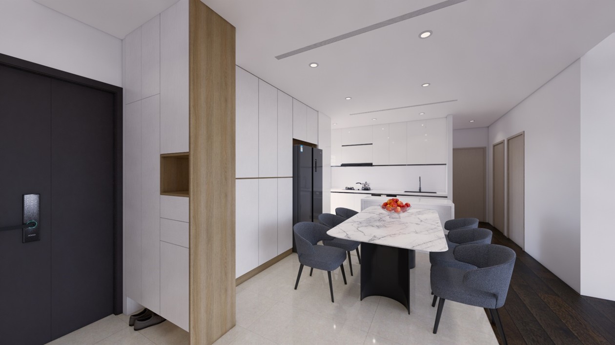 純白餐廚 一字型收納