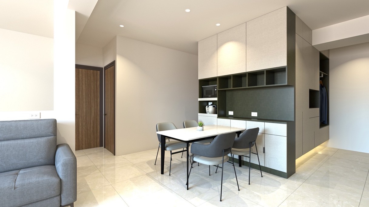 灰系餐廳 機能高櫃