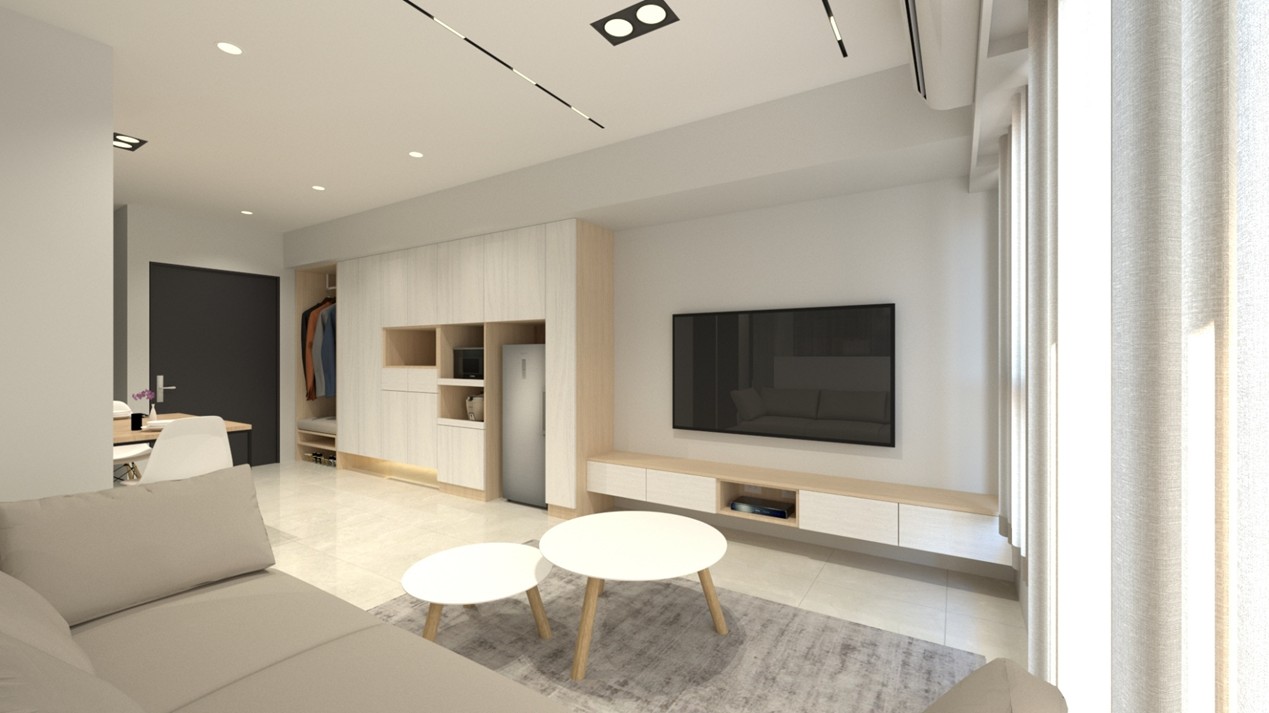 輕暖木質宅 玄關一體成型